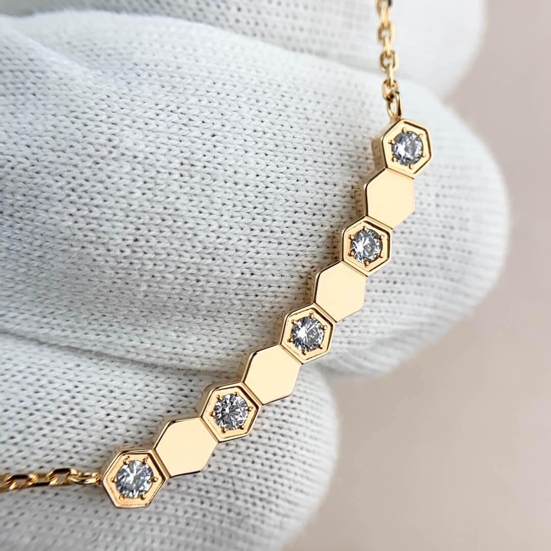 Hexagonal Bar Necklace with Crystals