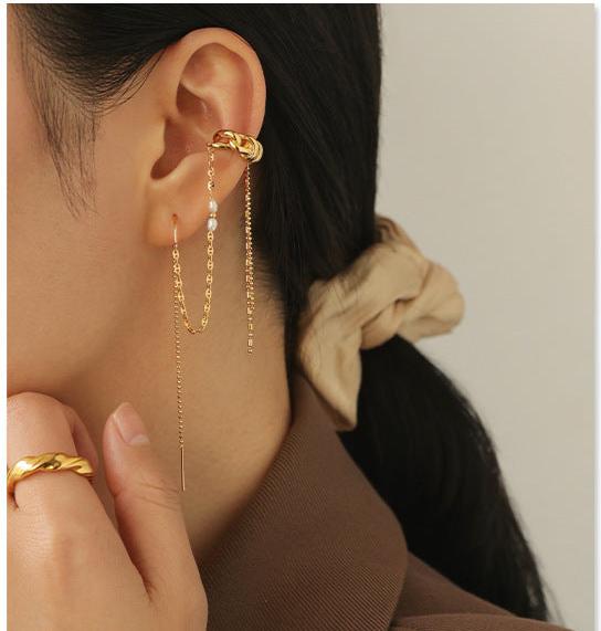 Golden Cascade Ear Cuff