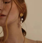 Golden Pearl Cascade Earrings