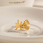 Starfish Seashell Open Ring