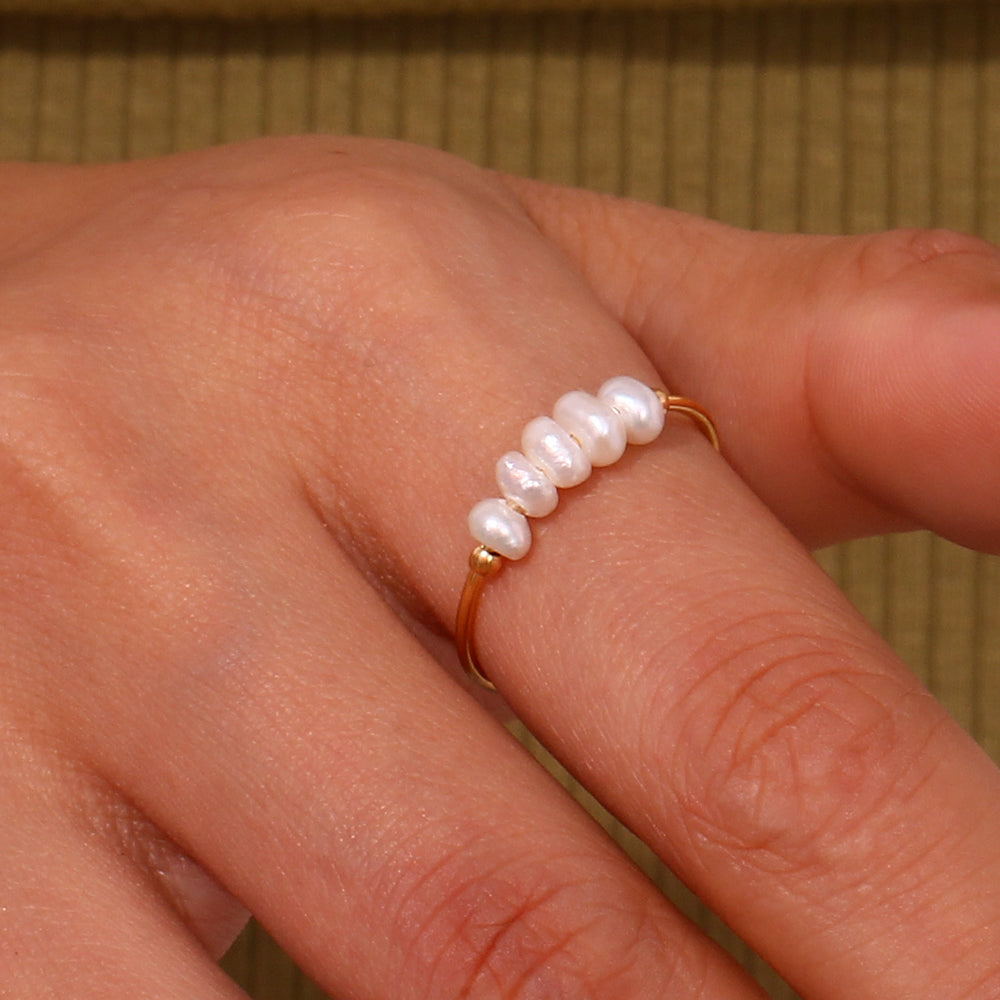 Gold Pearl Band Ring