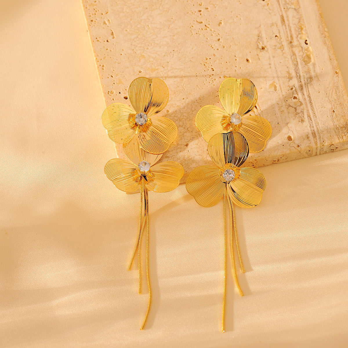 Golden Blossom Tassel Earrings