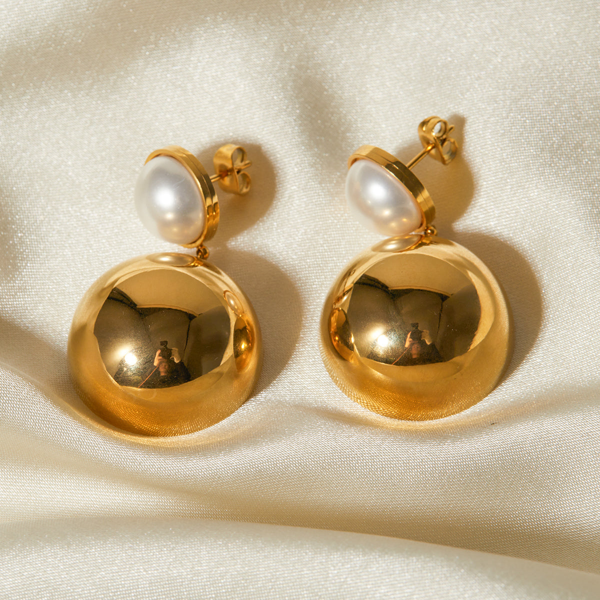 Golden Pearl Drop Earrings