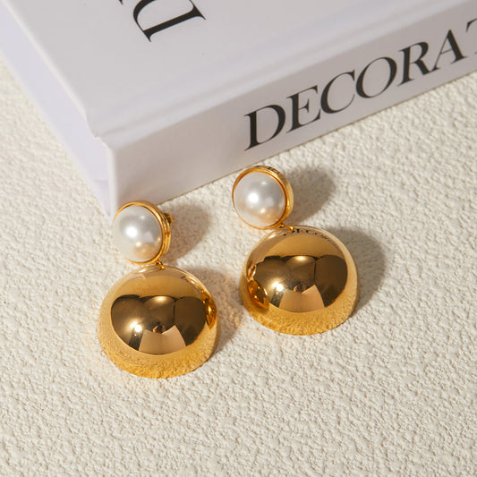 Golden Pearl Drop Earrings