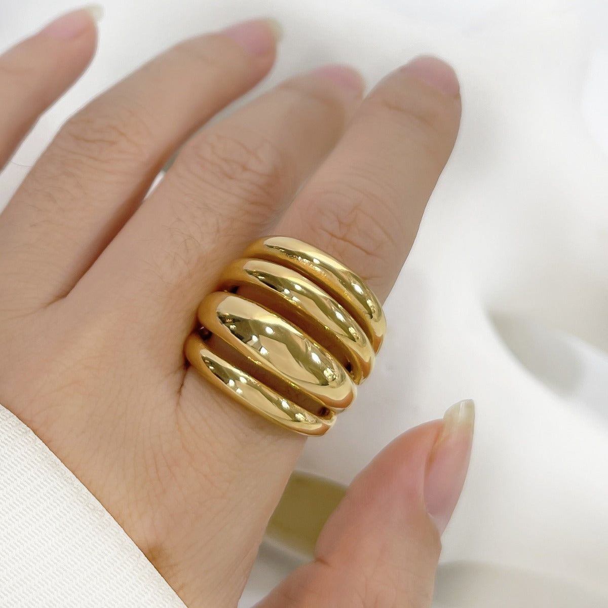 Wave Stack Statement Ring