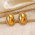 Golden Oval Statement Earrings