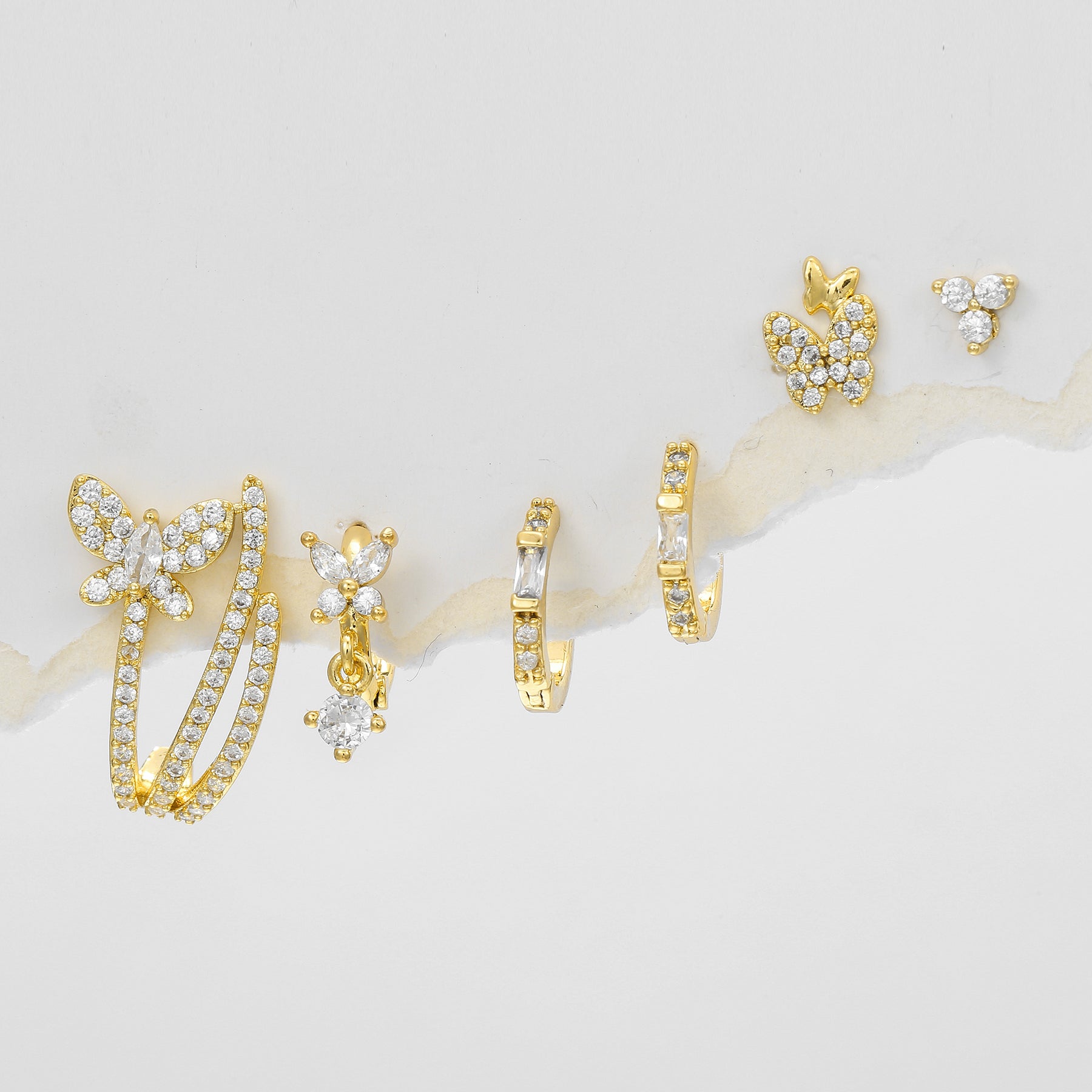 Geometric Butterfly Earrings Studs