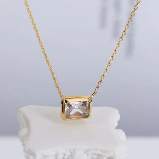 Square Crystal Pendant Necklace