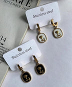 Golden Rose Cameo Hoop Earrings.