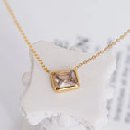 Square Crystal Pendant Necklace