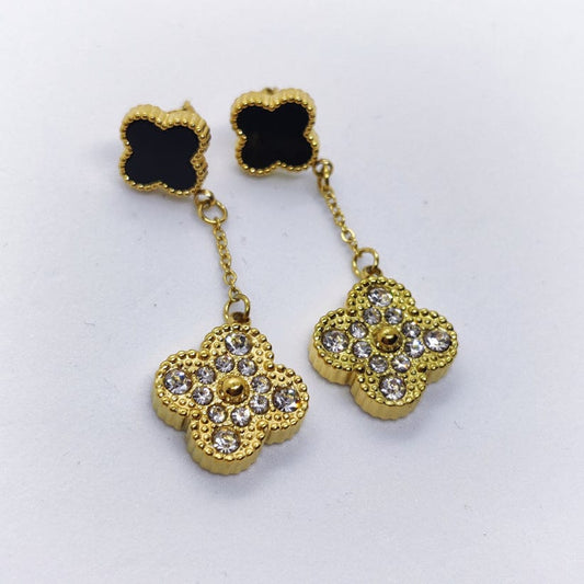 Golden Clover Drop Earrings