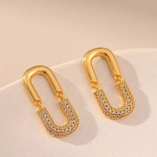 Golden Pavé Link Earrings