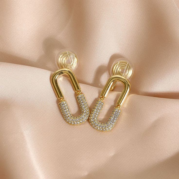 Golden Pavé Link Earrings