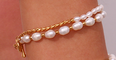 Braided Twisted String Freshwater Pearl Bracelet