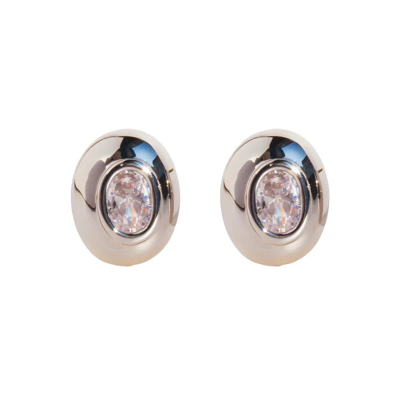 Luna Oval Crystal Studs