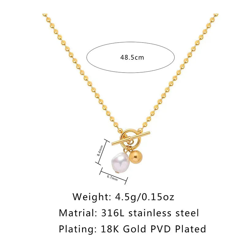 Pearl Charm Toggle Necklace