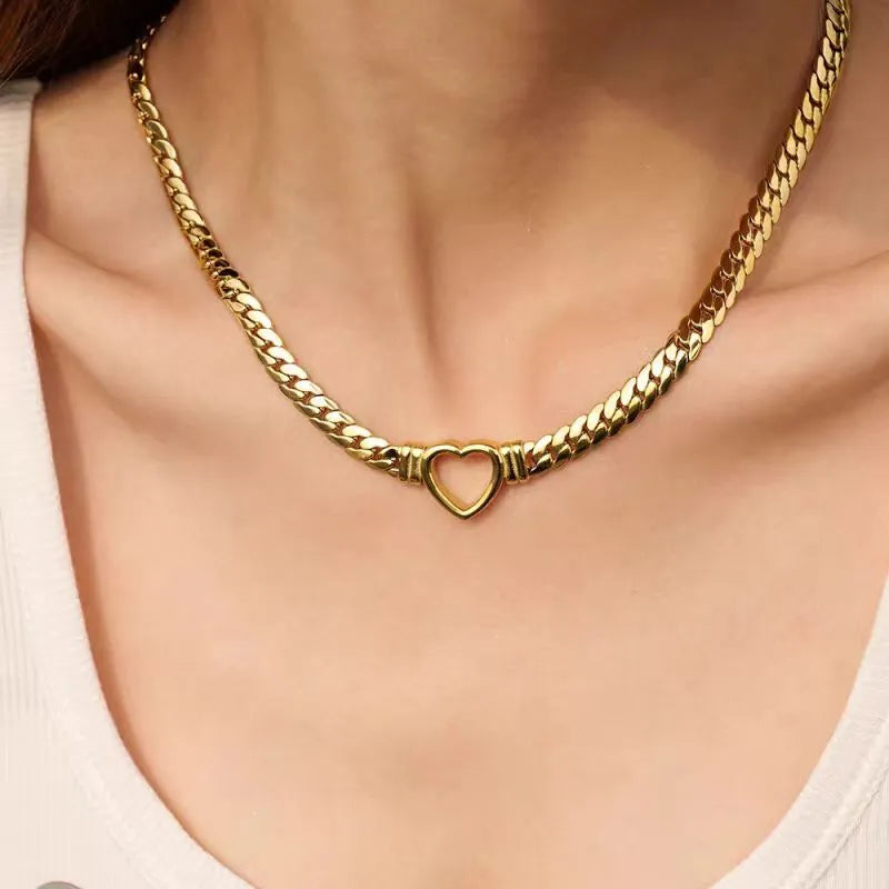 Heartlock Chain Collar Necklace