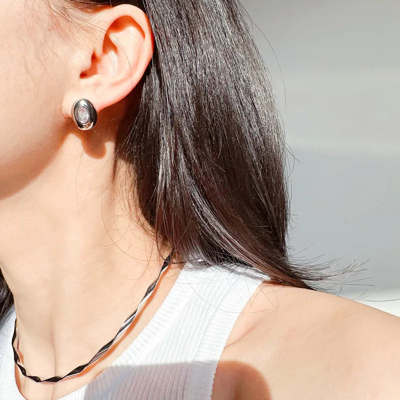 Luna Oval Crystal Studs