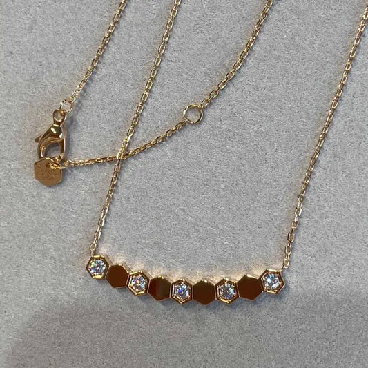 Hexagonal Bar Necklace with Crystals