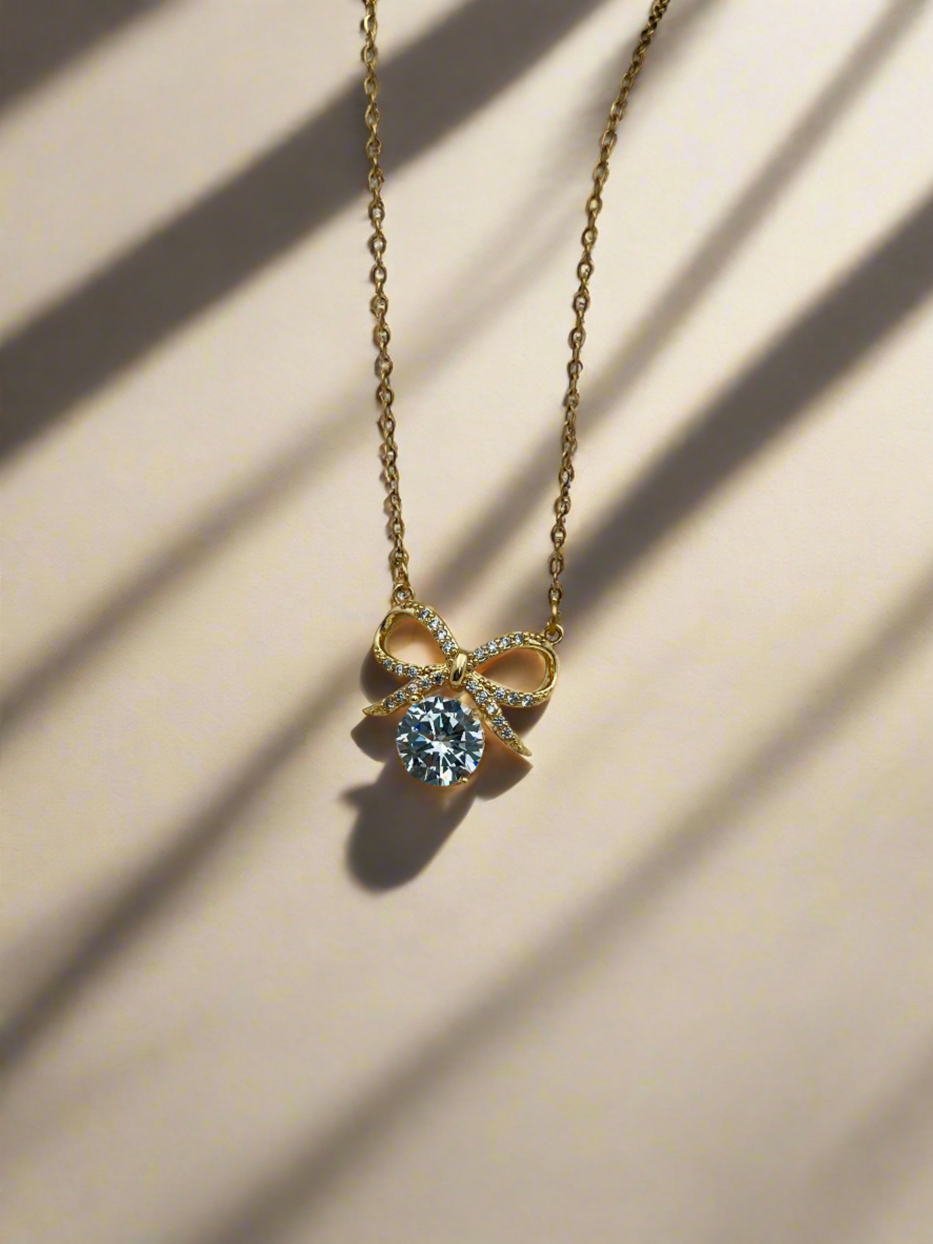 Bow Crystal Pendant Necklace